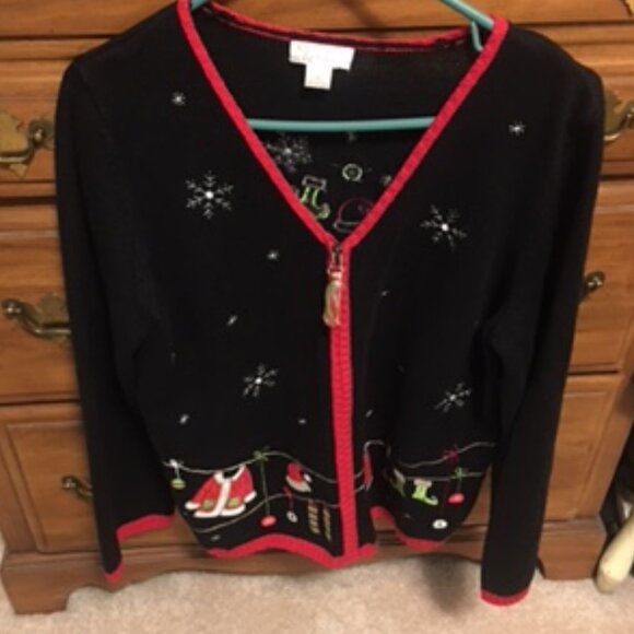 Christopher & Banks Christmas Zip Up Sweater  XL - Picture 2 of 12